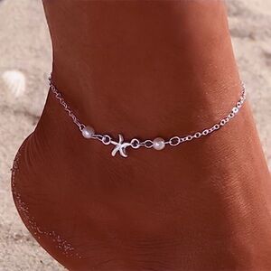 💜10/$25💜NEW Starfish Charm Pearled Chain Bohemian Anklet